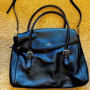 Large black leather Kate Spade Leslie Travel Bag